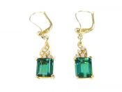 Vintage Green Tourmaline and Diamond Drop Earrings