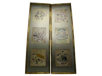 Hand-Painted Asian Panels