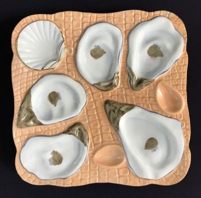 Hand Painted Antique Oyster Plate