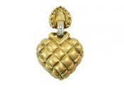 Vintage Gold Heart with Diamond Pendant
