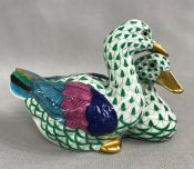 Herend Green Fish Scale Pattern Figure Ducks