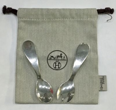 Hermes Sterling Silver Child Set, Spoon & Fork