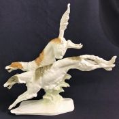 Hutschenreuther Porcelain Figure of Two Borzoi Wolfhounds Running