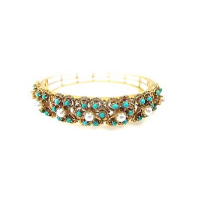 Vintage Pearl and Turquoise Bangle