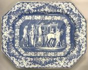 Antique Blue & White Transfer Ware Platter