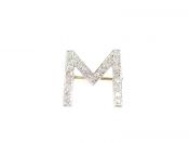 Vintage Diamond M Initial Brooch