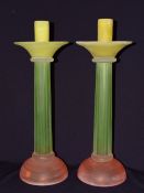 Italian tricoloured Murano Glass Candlesticks