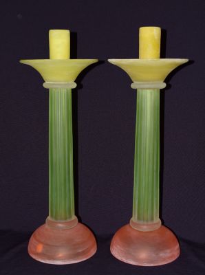 Italian tricoloured Murano Glass Candlesticks