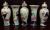 Early 20th Century Tobacco Leaf Pattern Hand Painted Porcelain Five-Piece Garniture