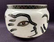 Kosta Boda Adam & Eve Hand Painted Art Glass Bowl by Ulrica Hydman-Vallien