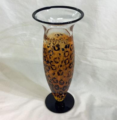 Kosta Boda Leopard Print Art Glass Vase