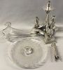 Late Victorian Silver Plate and Etched Glass Epergne