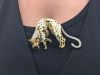 Vintage Ruby Diamond Enamel Leopard 18kt Brooch