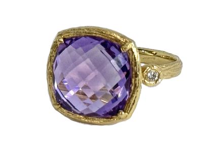 Isabelle Langlois Amethyst and Diamond 18kt Gold Ring