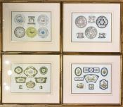 Maison Quantin 19th Century Prints of Sevres Porcelain Patterns & Shapes
