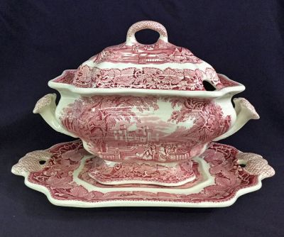 Mason’s Pink Vista 3 Piece Soup Tureen