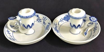 Meissen Blue & White Onion Pattern Chambersticks