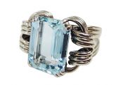 Mid-Century Modern Aquamarine Solitaire Ring