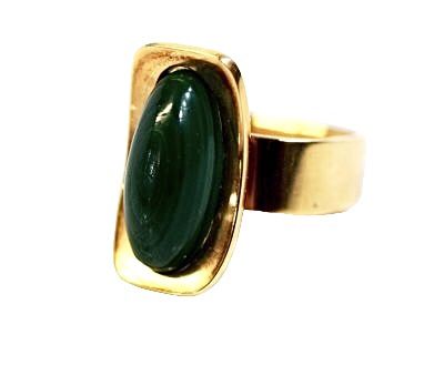Mid Century Modern Malachite Solitaire Ring