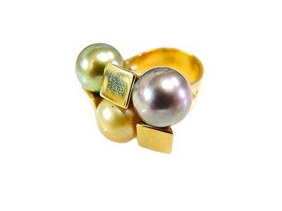 Mid-Century Modern South Sea Pearl Ring