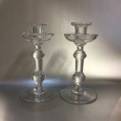 Mid Century Val Saint Lambert Crystal Candlesticks