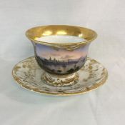 Mid-Nineteenth-Century Continental Porcelain Cup and Saucer