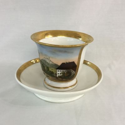 Mid-Nineteenth-Century Continental Porcelain Cup and Saucer