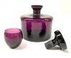 Mid Century Modern Decanter and Matching Glasses In Vibrant Purple Glass