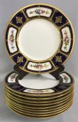 Mintons Hand Enamelled Dinner Plates With Acid Etched Gold