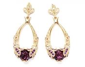 Modern Amethyst and Diamond Drop Earrings