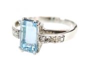 Modern Aquamarine and Diamond Ring