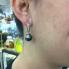 Modern Black Tahitian Baroque Pearl and Diamond Earrings