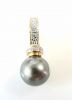 Modern 11.44mm Black Tahitian Pearl and Diamond 14kt Pendant