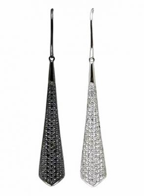 Modern Black and White Diamond 18kt Drop Earrings
