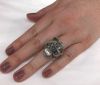 Modern Blue Diamond and Diamond Floral En Tremblant Ring
