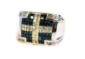 Modern Blue Diamond and Diamond Ring
