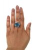 Modern Blue Topaz Blue Sapphire and Diamond Ring