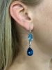 Modern Blue Topaz and Diamond Drop Earrings