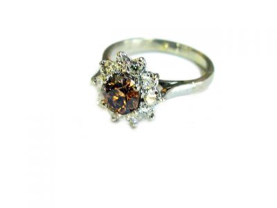 Modern Brown Diamond and Diamond Ring