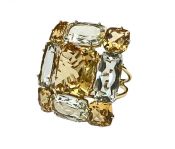 Modern Citrine and Green Quartz Ring