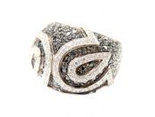 Modern Cubic Zirconia and Black Diamond Ring