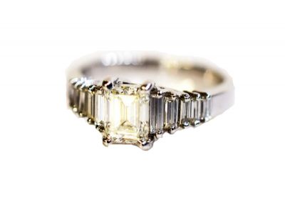 Modern Emerald Cut Diamond Ring