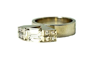 Modern Emerald Cut Diamond Ring