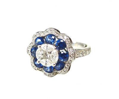 Modern Diamond and Sapphire Ring
