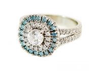 Modern Double Diamond Halo Cluster Ring