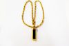 Modern Green Tourmaline Diamond Pendant and Hermes 18kt Chain