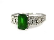 Modern Green Tourmaline and Diamond Ring