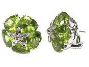Modern Heart 18.23ct Peridot and Diamond 18kt Earrings