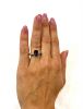 Modern Iolite and Diamond Ring