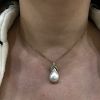 Modern Mabe Pearl and Diamond Pendant